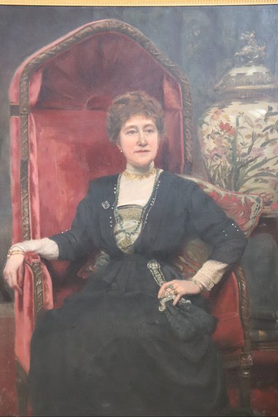 Grande dipinto a olio su tela, Ritratto di una signora, firmato e datato 1913
