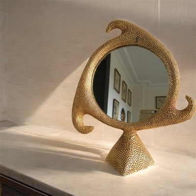 Gilded bronze mirror, signed Stéphane Galerneau (1993)