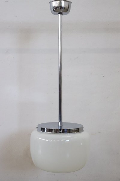 Lampe suspendue en verre et chrome, Italie, années 1960