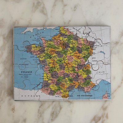 Boite puzzle cartes géographiques XIXe