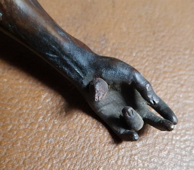 Large 18th Century Bronze Crucifix Living Christ