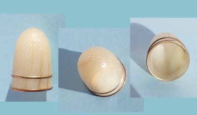 Coffret marqueté citronnier nécessaire de couture en nacre XIXe ciseaux dé coudre 