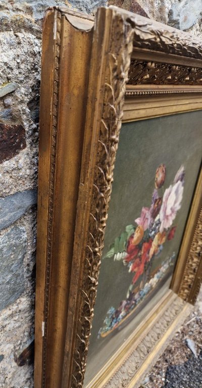Flower Bouquet Painting by Juliette Peyrol, Bonheur Sister of Rosa