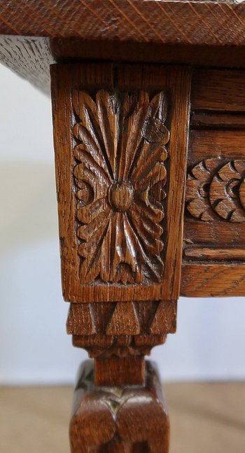 Petite Table d’appoint en Chêne massif, goût Louis XVI – 1900