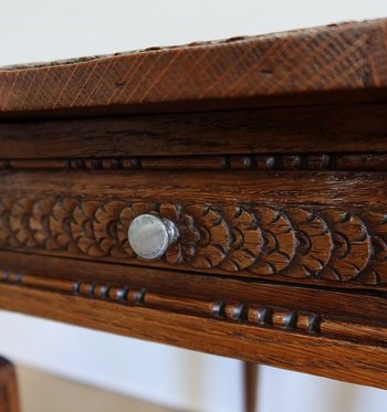 Petite Table d’appoint en Chêne massif, goût Louis XVI – 1900