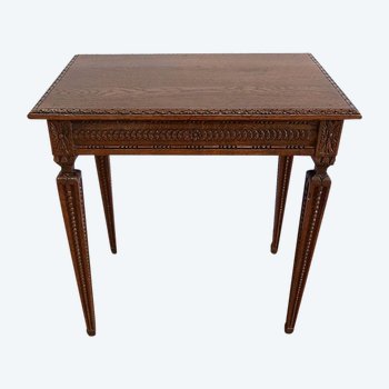 Small solid oak side table, Louis XVI style - 1900