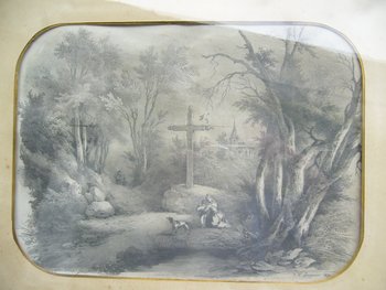 Old landscape drawing from 1850 by Lemercier