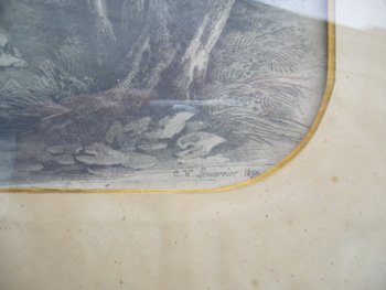 Old landscape drawing from 1850 by Lemercier