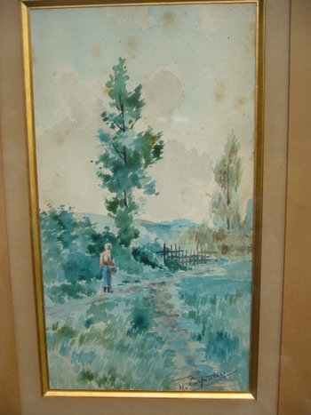 Paire d'aquarelles début du XXe siècle signées Carpentier