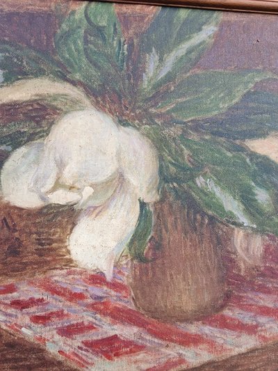 Painting by Ernest Laurent, friend of Seurat, Bouquet of Flowers, Impressionist, Grand Prix de Rome 1889