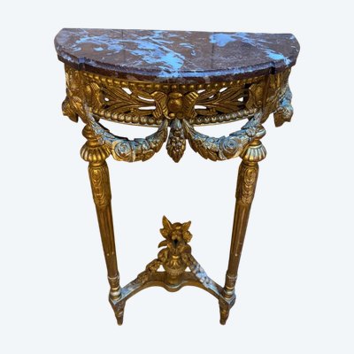 Console de style Louis XVI en bois doré et sculpté