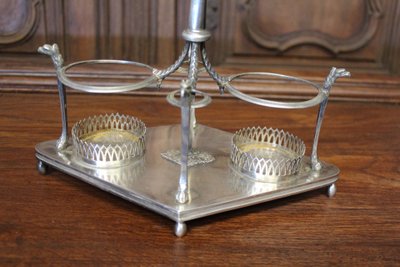 Empire period solid silver oil and vinegar set