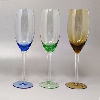 1970 Étonnant ensemble de six verres de Murano par Nason. Fabriqué en Italie