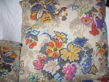 Ensemble de  5 coussins en toile imprimée ancienne début du XXe siècle