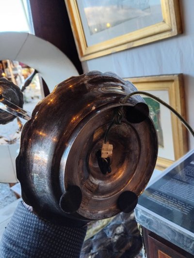 Bouillotte lamp - Silvered bronze - Late 19th century