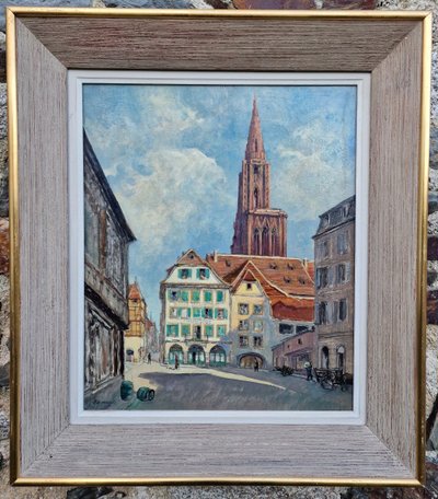 Tableau La Place Du Marché Aux Cochons De Lait à Strasbourg Devant La Cathédrale Alsace