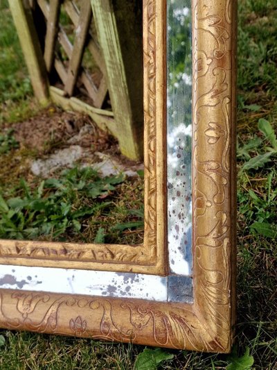 Grand Cadre à Parecloses Estampillé émile Bouche En Bois Doré Art Déco Pour Aquarelle Gravure