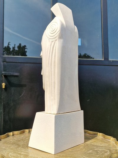 Important crackled ceramic queen's head after Gustave Miklos, Art Deco