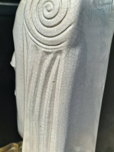 Important crackled ceramic queen's head after Gustave Miklos, Art Deco