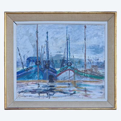 Tableau les bateaux de pêche au port de Concarneau Finistère Bretagne Pierre Bestion de Camboulas