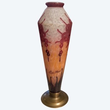 Vase - Charder - Le Verre Français - Art Deco - Rhododendrons - About 1930