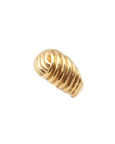 Anello a fascia bombata in oro 18k, anello a mezzaluna, gadroons, gioielli vintage