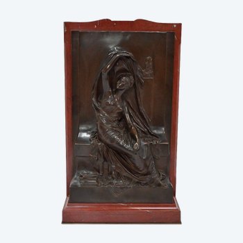 Stele aus Bronze und Marmor, "La Pensée", von H. Chapu - Ende 19.