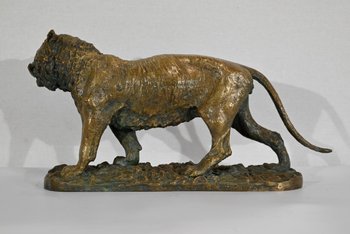 Bronze "Marschierender Tiger", von C. Fratin - Mitte 19.