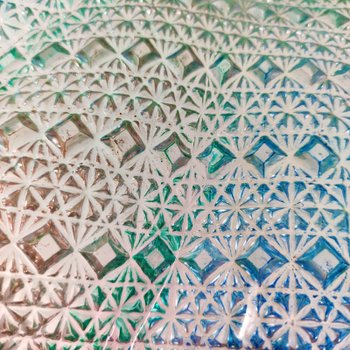 1960 Magnifique grand centre de table bleu, rose et vert en verre de Murano par Linea Arte Murano. Fabriqué en Italie