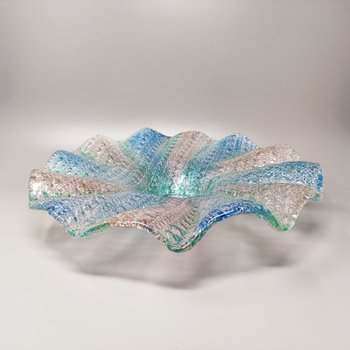1960 Magnifique grand centre de table bleu, rose et vert en verre de Murano par Linea Arte Murano. Fabriqué en Italie