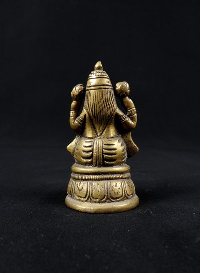 Statuette de la Déesse Lakshmi en bronze doré ciselé artisanat Hindou