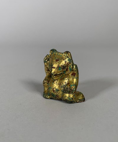 Sculpture d'Ornement En Bronze Dynastie Han 206 Bc-220 Ac Ours En Bronze Dore Archeologie Chine