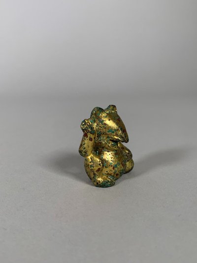 Sculpture d'Ornement En Bronze Dynastie Han 206 Bc-220 Ac Ours En Bronze Dore Archeologie Chine