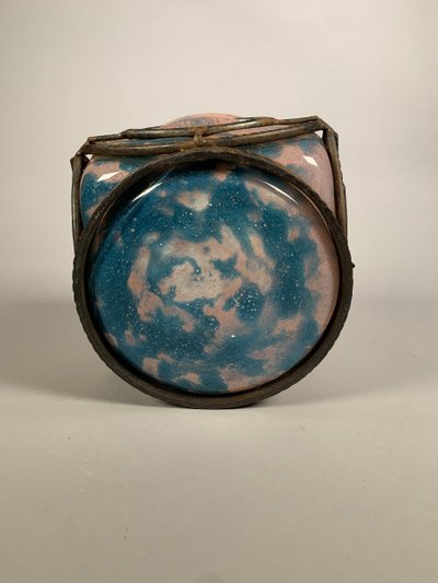 Vase En Verre  Fer Forgé Art Déco Le Lorrain Nancy XXeme Siecle 1930