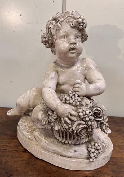Lebrun : Putti en terre cuite émaillée