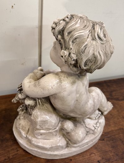 Lebrun : Putti en terre cuite émaillée