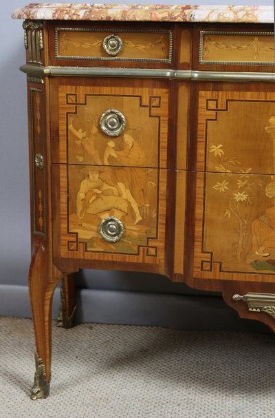 Commode Transition en marqueterie époque XXème