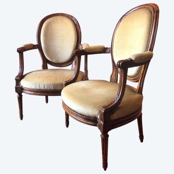 G. Jacob, pair of armchairs, Louis XVI period