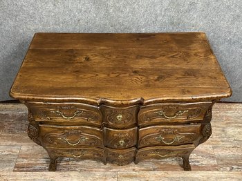 Commode Louis XV provençale galbée en bois naturel vers 1880-1900