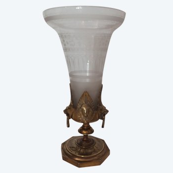 Vase cristal et bronze style retour d'Égypte