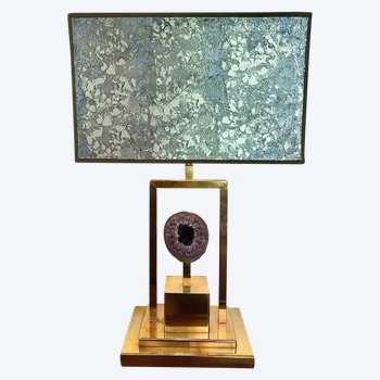 Lampe aus Messing und Amethyst von Willy Daro