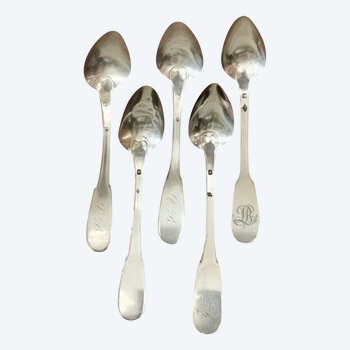 Nice set of small spoons in solid silver, Uniplat model