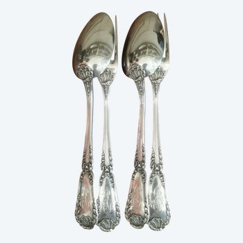 Nice set of two pairs of solid silver tableware from the end of the XIXth century by Emile Puiforcat