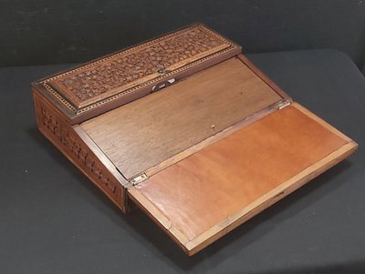 Carved Anglo-Indian writing desk