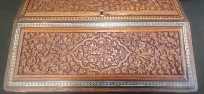 Carved Anglo-Indian writing desk