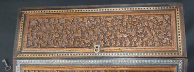 Carved Anglo-Indian writing desk