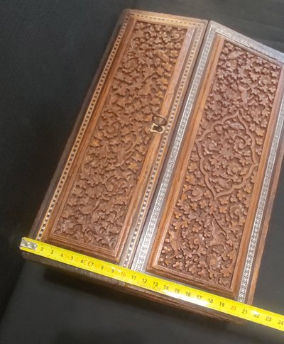 Carved Anglo-Indian writing desk