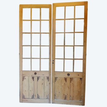 Large Antique Double Glass Door 15 Tiles Doors