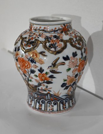 Important Vase with Imari decoration, signed H. Gibot - 1943