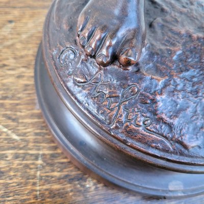 C. Anfrie – Sie schnarcht, signierte Bronze, 19. Jahrhundert
